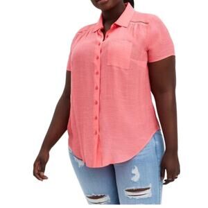 TORRID Gauze Shirt Women Sz Plus 3 Crochet Pink Cottagecore Fairy Festival Boho